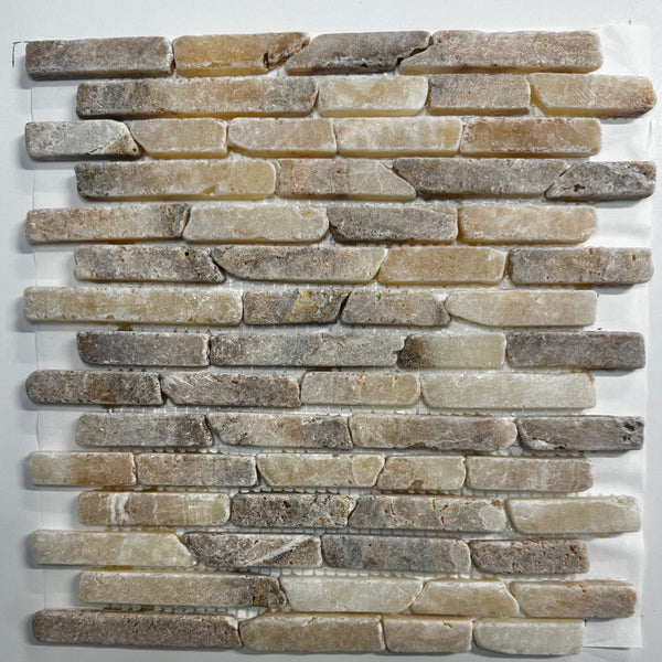 Natural Stone Mosaic in Onyx Linear fingers Pattern