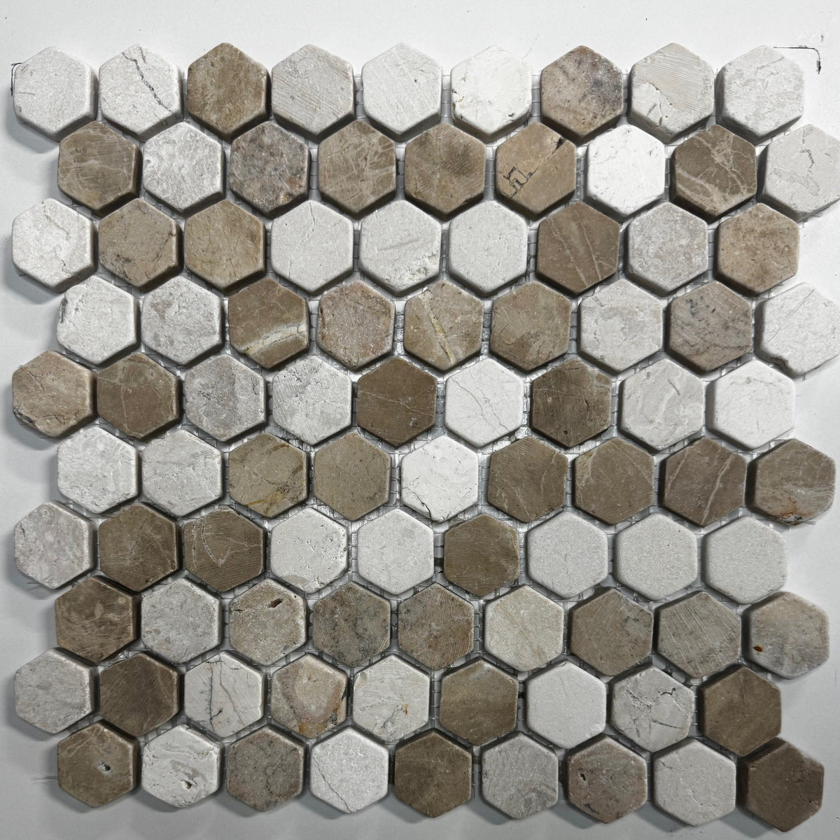 Natural Stone Mosaic in Mini Hex Pattern
