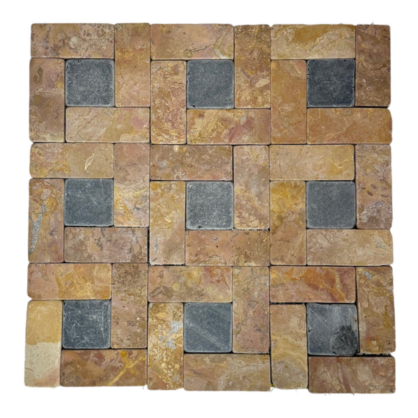 Natural Stone Mosaic in Parquet Eyes Pattern